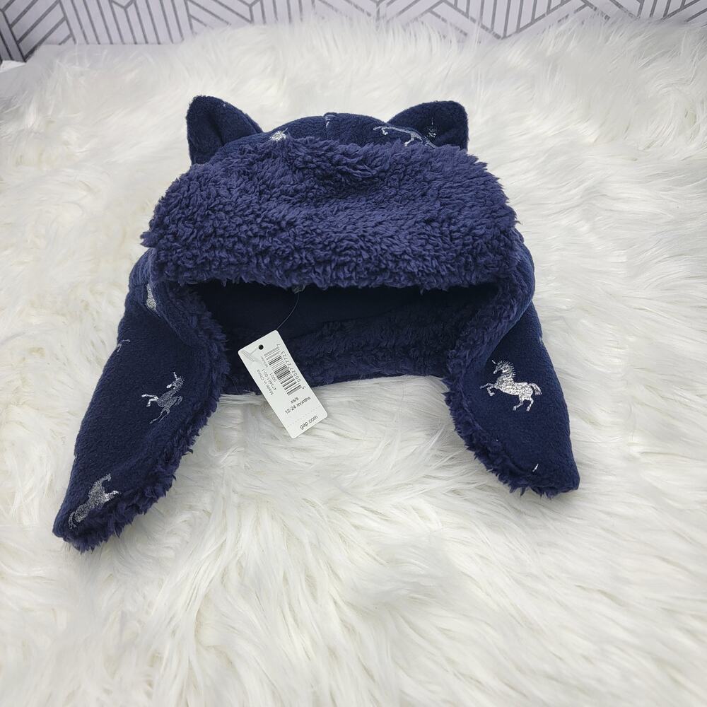 Gap Unicorn Navy Beanie Hat 12-24 Months